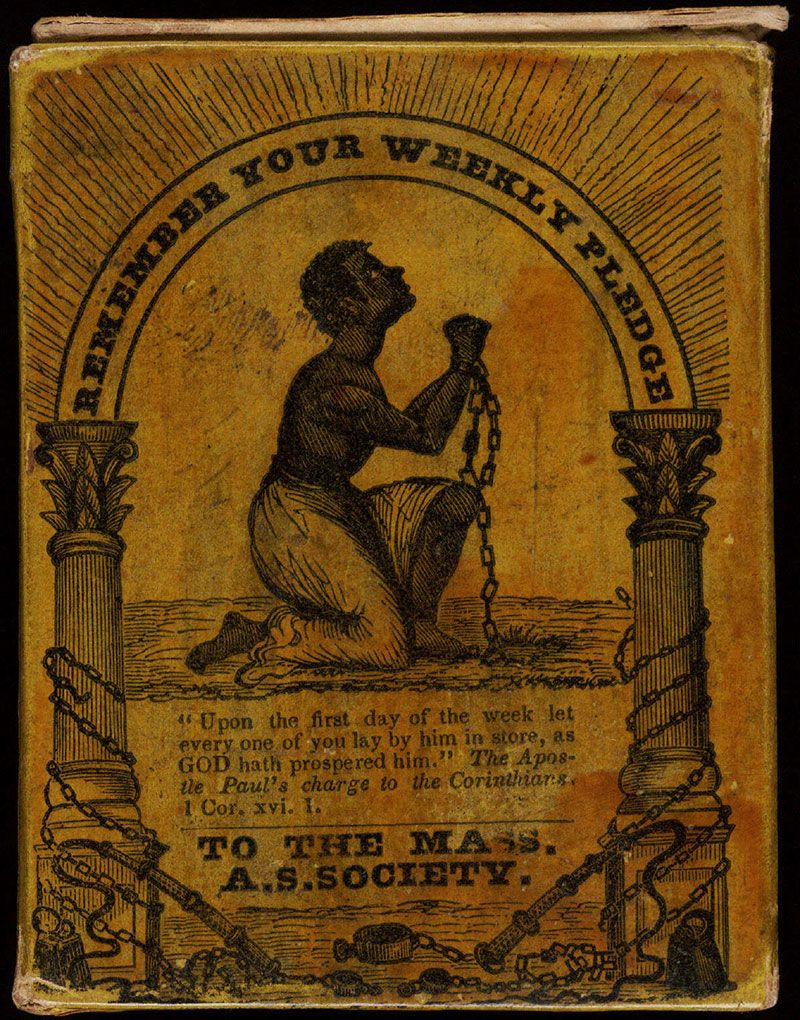 A collection box of the Massachusetts Anti-Slavery Society, circa 1850. (Wikimedia)
